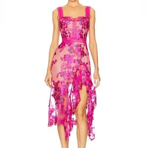 Bronx & Banco Eva Midi Dress in Fuchsia